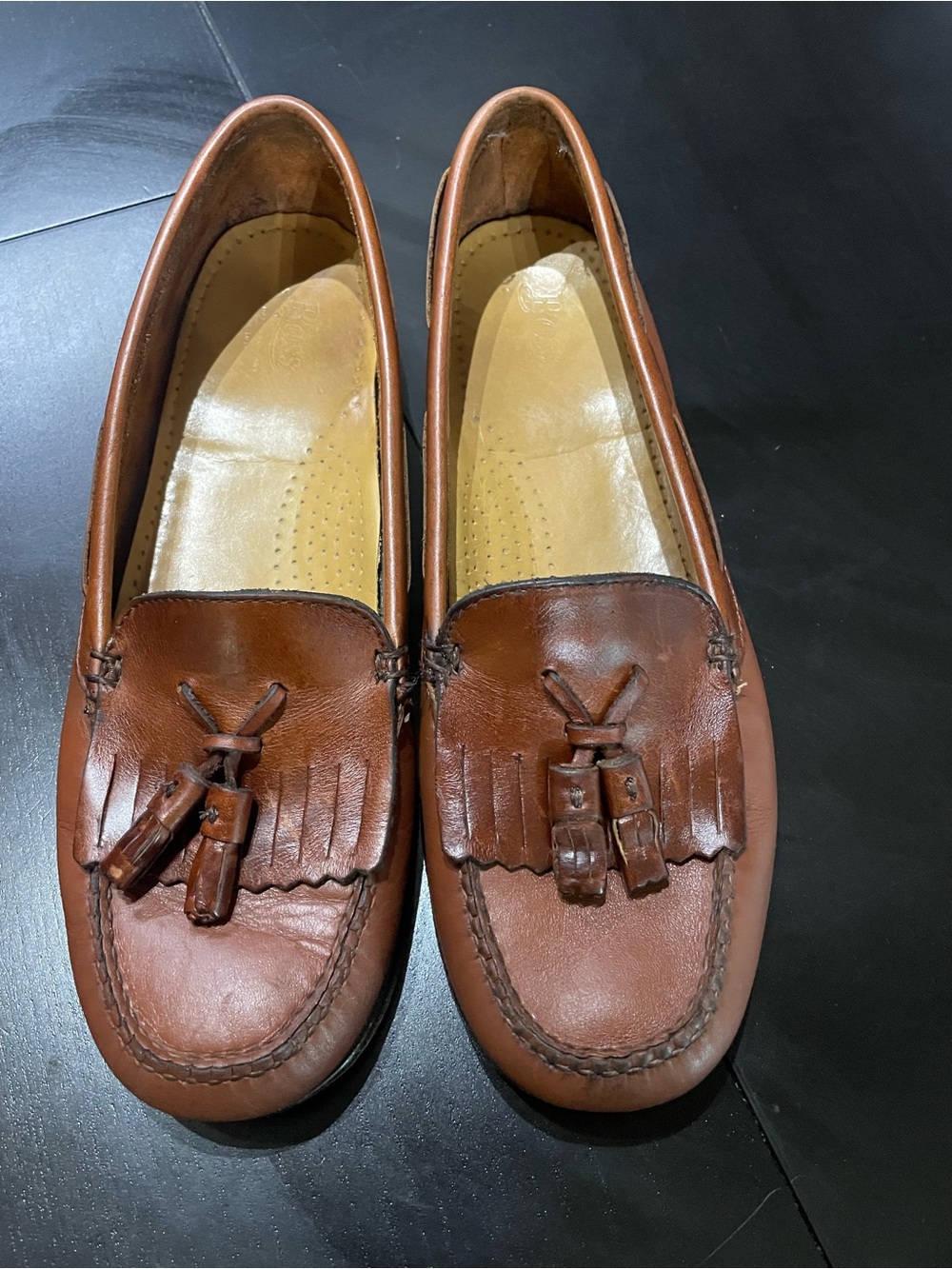 Bass Vintage 80s Rich Brown ladies Weejuns Jackie Tassel loafers 10M